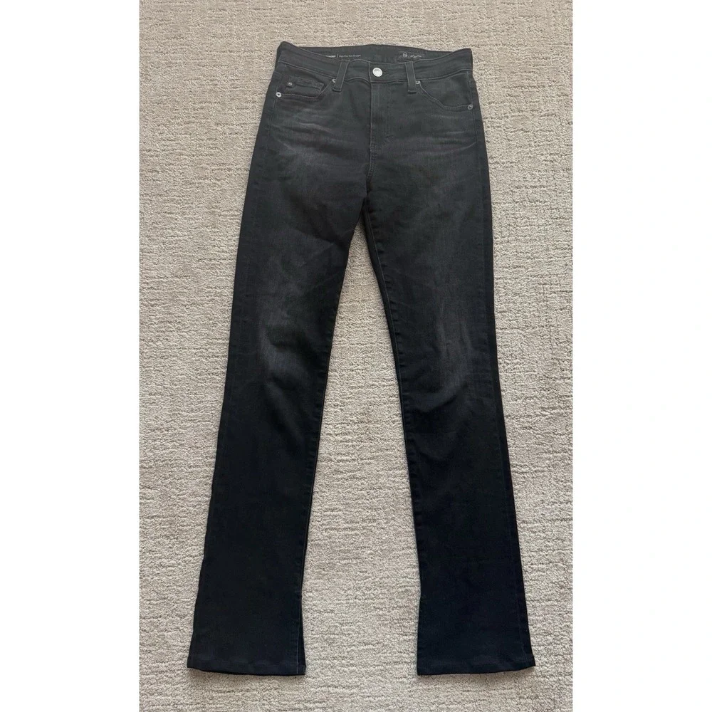 AG Adriano Goldschmied Mari Extended High Rise Slim Straight Jeans 26 Black